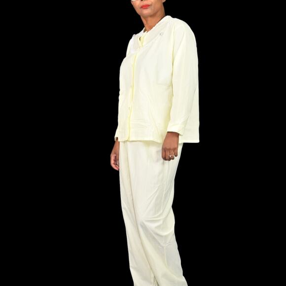 Vintage Katz Pajamas Yellow Pastel Flannel Tricot 60s New Set Embroidery Medium - Picture 14 of 16